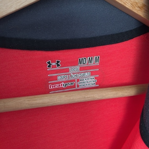 Under Armour Men's Size MEDIUM UA Tech HeatGear 1/4 Zip Pullover Coral/Red - Picture 4 of 7
